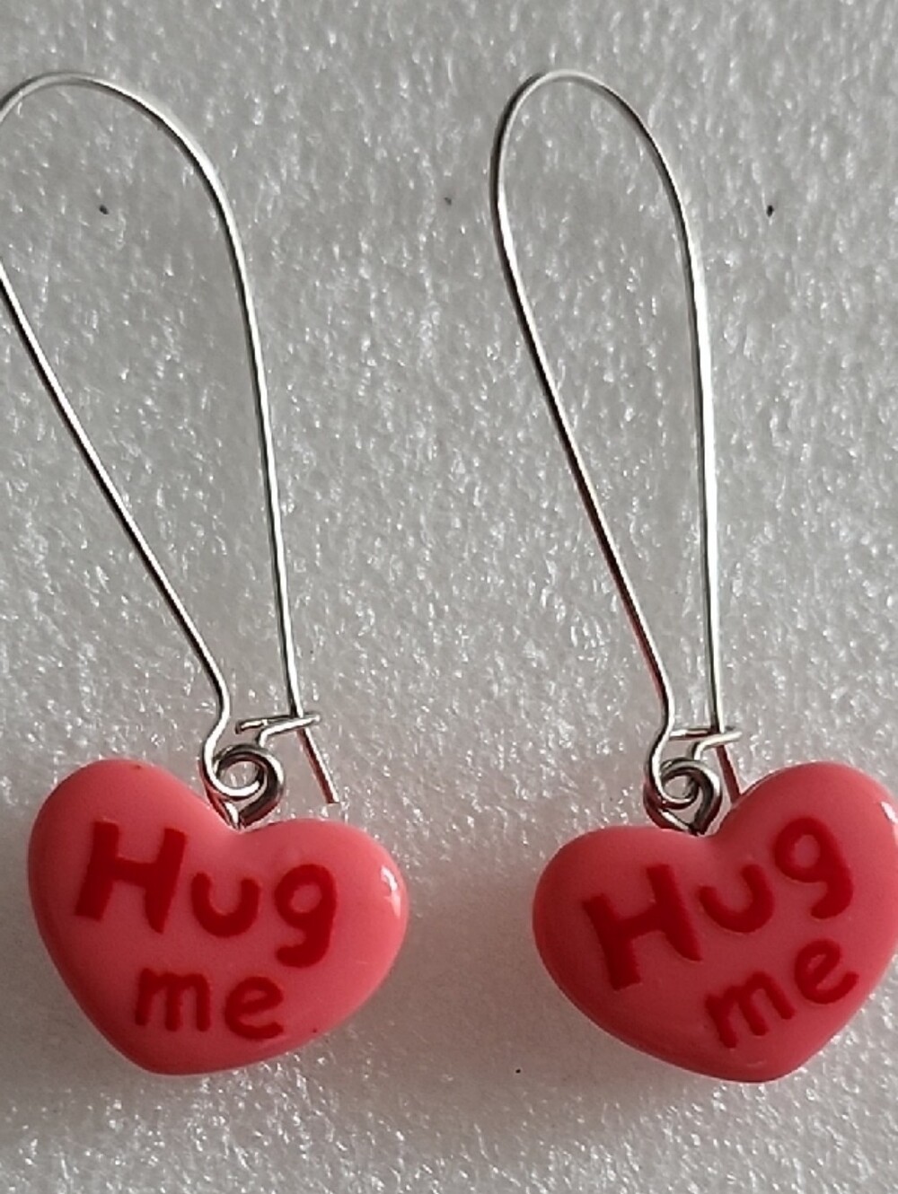 Hand Crafted Pink Heart 'Hug Me' Drop Earrings
